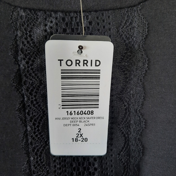 Torrid Mini Jersey Mock Neck Skater Dress Deep Black Long Bell Sleeve Size 2X - Picture 10 of 16